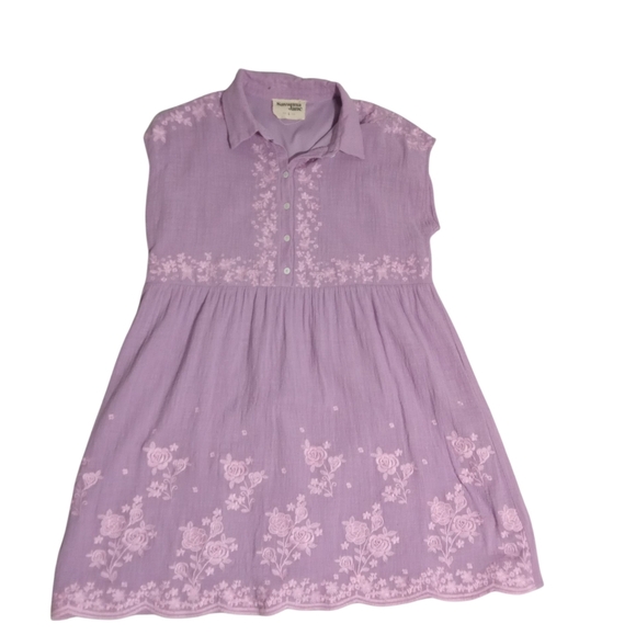 Savannah Jane Lilac Embroidered Collared Boho Tunic Dress Women's Sz Large - Picture 4 of 9